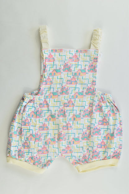 Handmade (?) Size approx 00 Vintage Style Houses Short Overalls