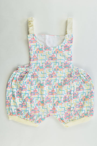 Handmade (?) Size approx 00 Vintage Style Houses Short Overalls