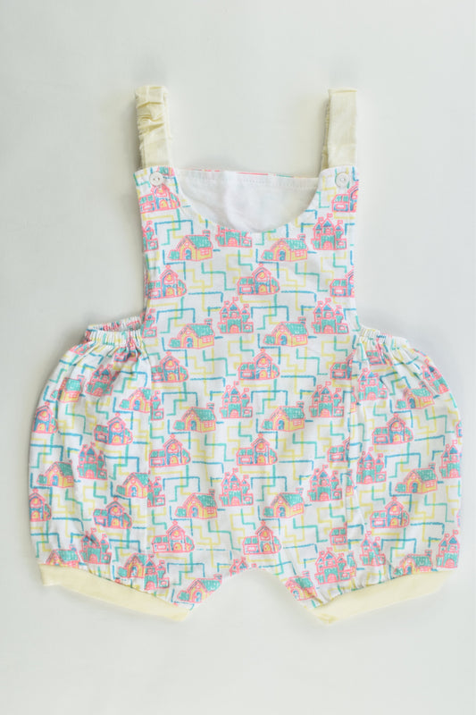 Handmade (?) Size approx 00 Vintage Style Houses Short Overalls