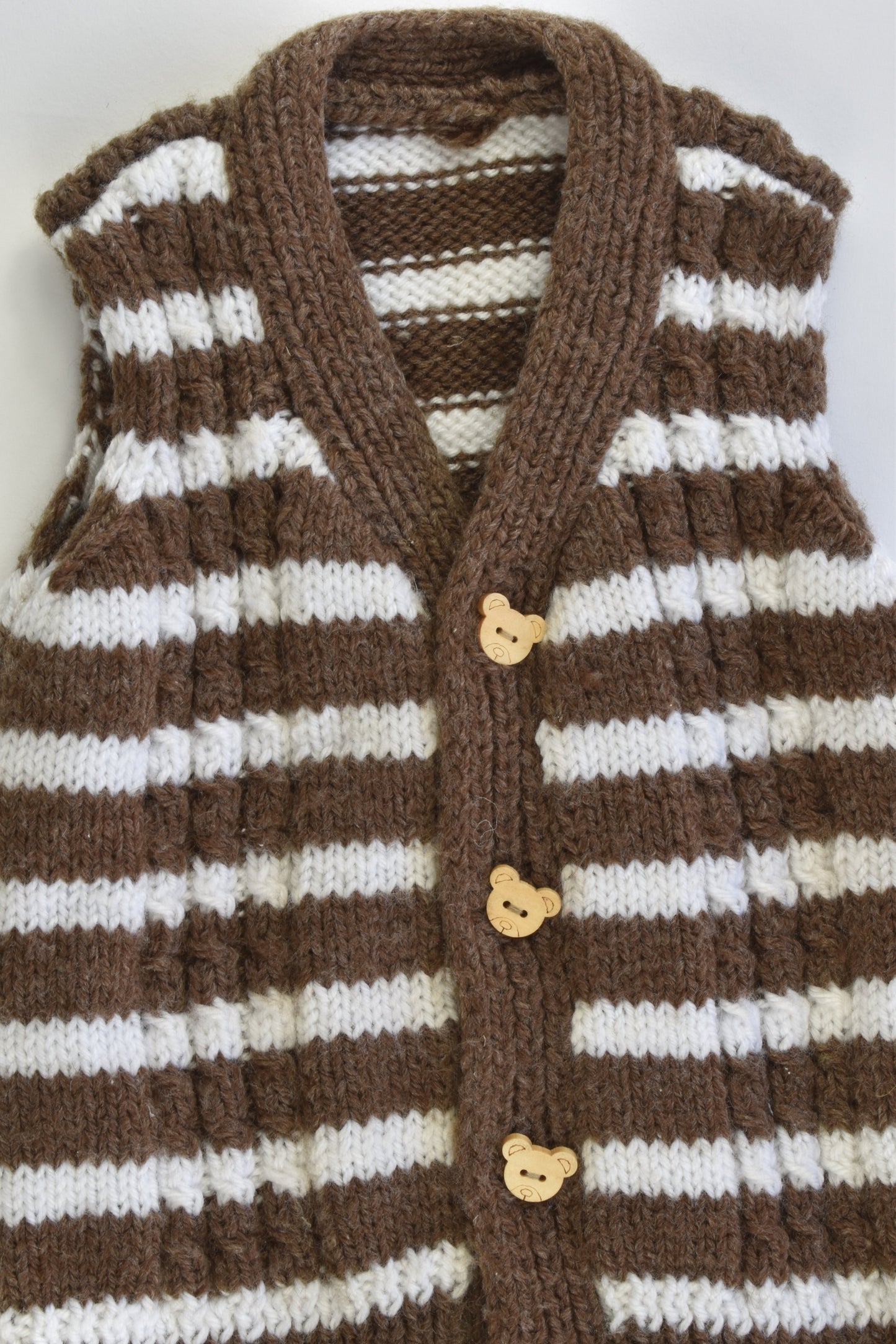 Handmade Size approx 1-2 Knitted Vest with Teddy Buttons