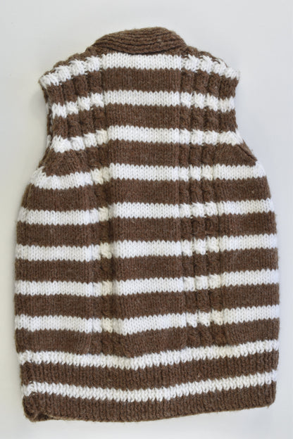 Handmade Size approx 1-2 Knitted Vest with Teddy Buttons