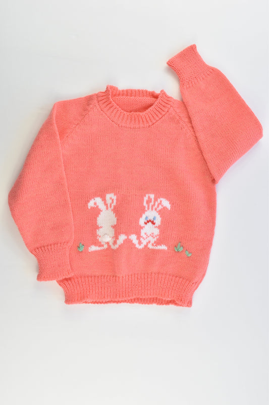 Handmade (?) Size approx 1-2 Rabbits Knitted Jumper