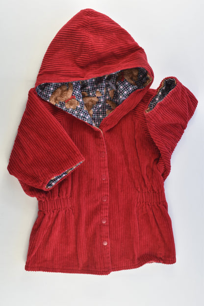 Handmade Size approx 1-3 Reversible Hooded Teddy Bears/Red Cord Jacket