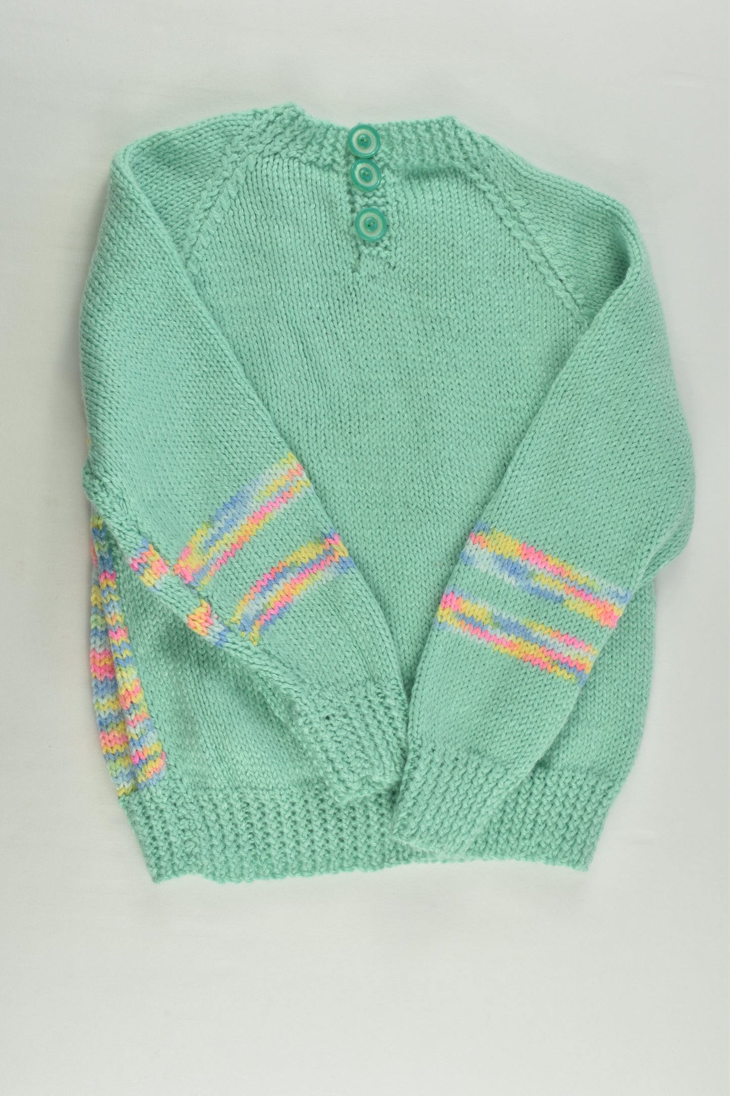 Handmade Size approx 3-4 Mint Mix Knitted Jumper