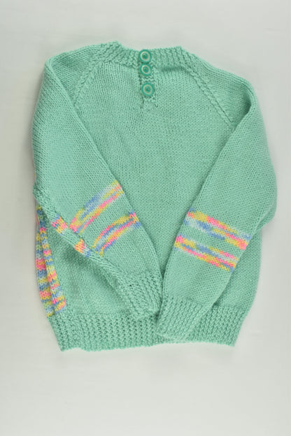 Handmade Size approx 3-4 Mint Mix Knitted Jumper