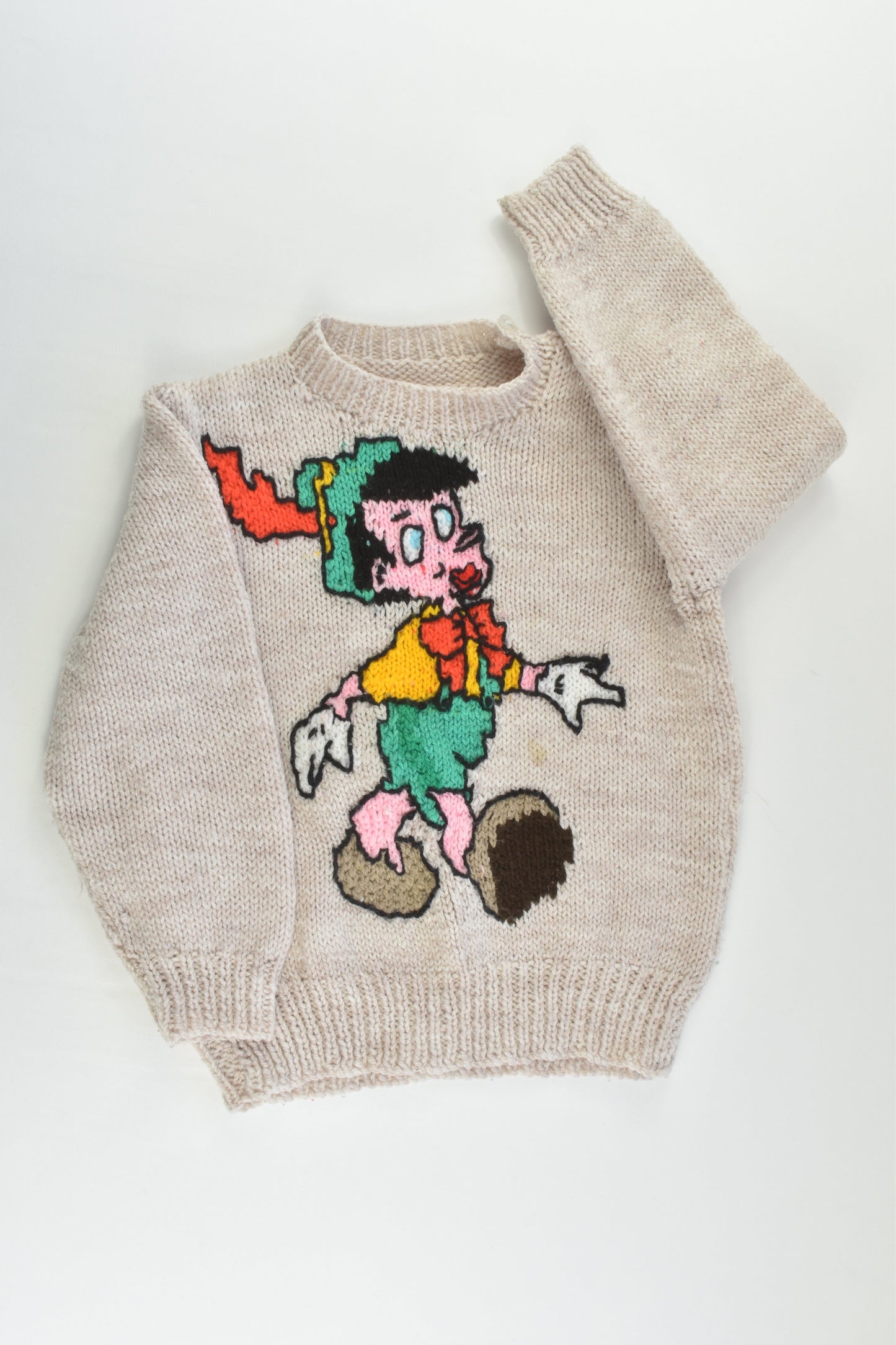 Handmade Size approx 3 Pinocchio Knitted Jumper