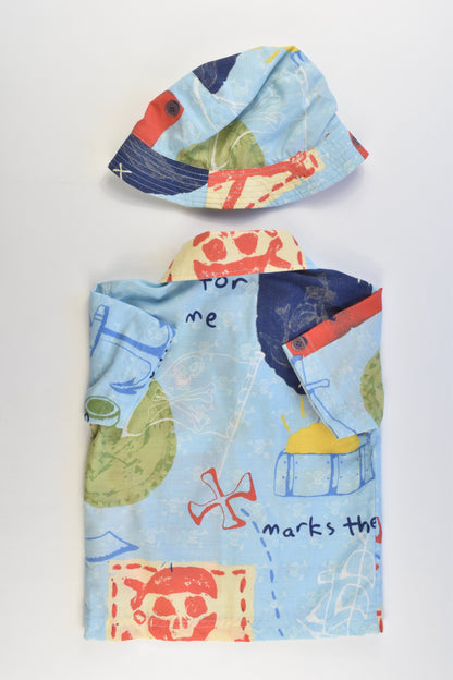 Handmade Size approx 3 Pirate and Treasure Collared Shirt and Matching Hat