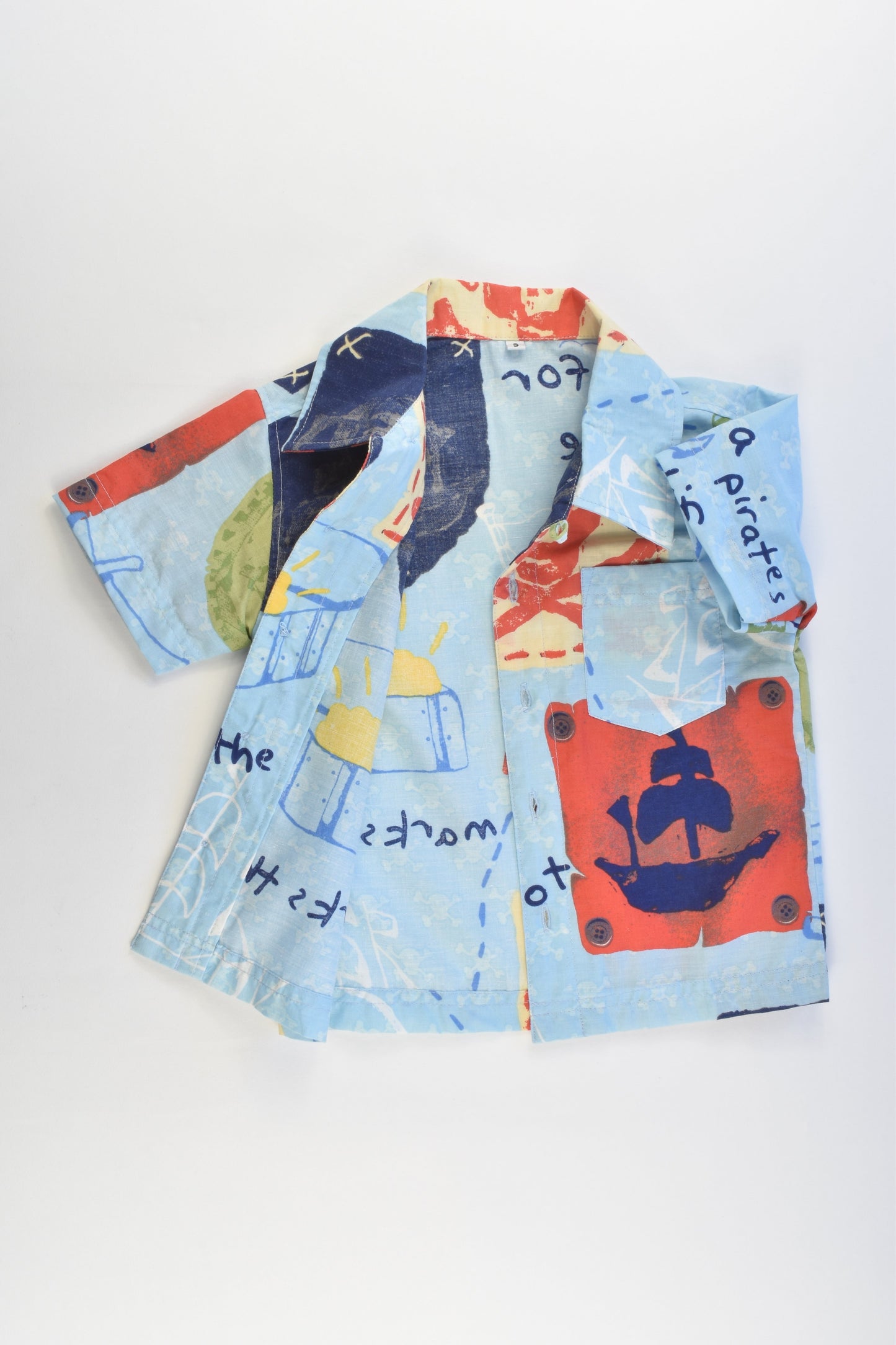 Handmade Size approx 3 Pirate and Treasure Collared Shirt and Matching Hat