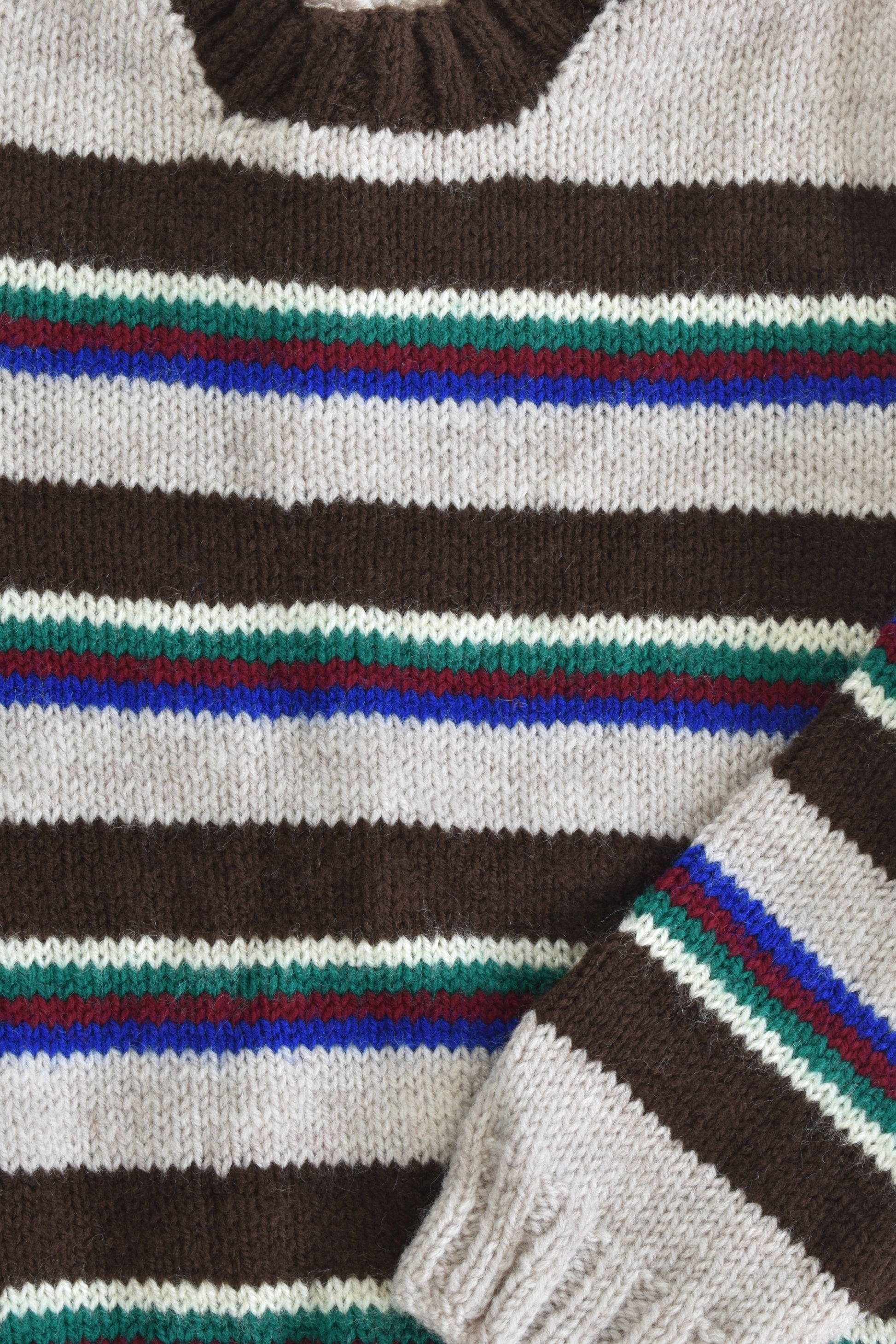 Handmade Size approx 4-5 Knitted Striped Wool Jumper