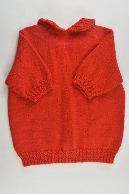 Handmade Size approx 4-5 Red Collared Knitted Jumper