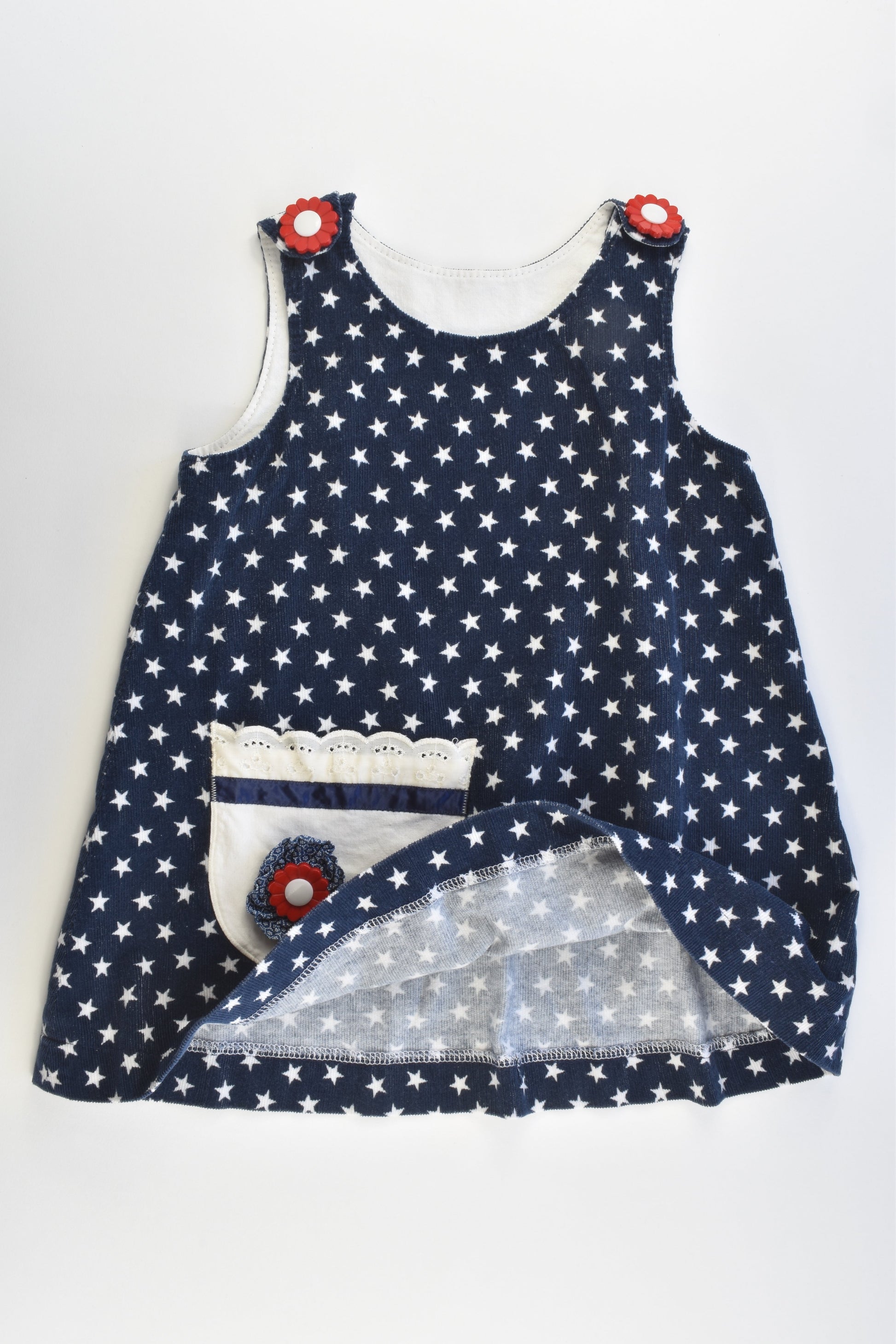 Handmade Size approx 4 Lightweight and Stretchy Stars Cord Dress