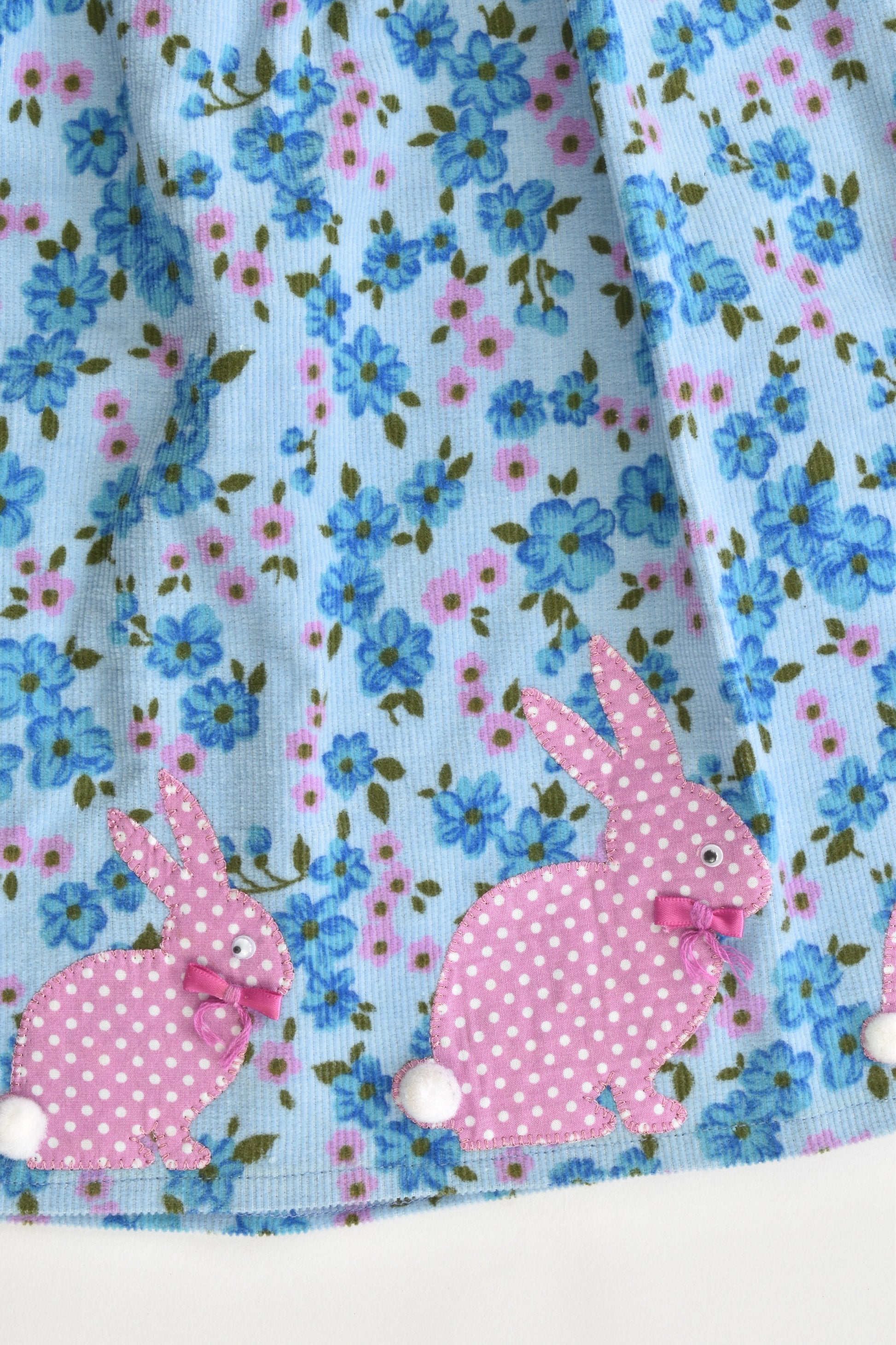 Handmade Size approx 4 Soft Floral Cord Skirt with Bunnies
