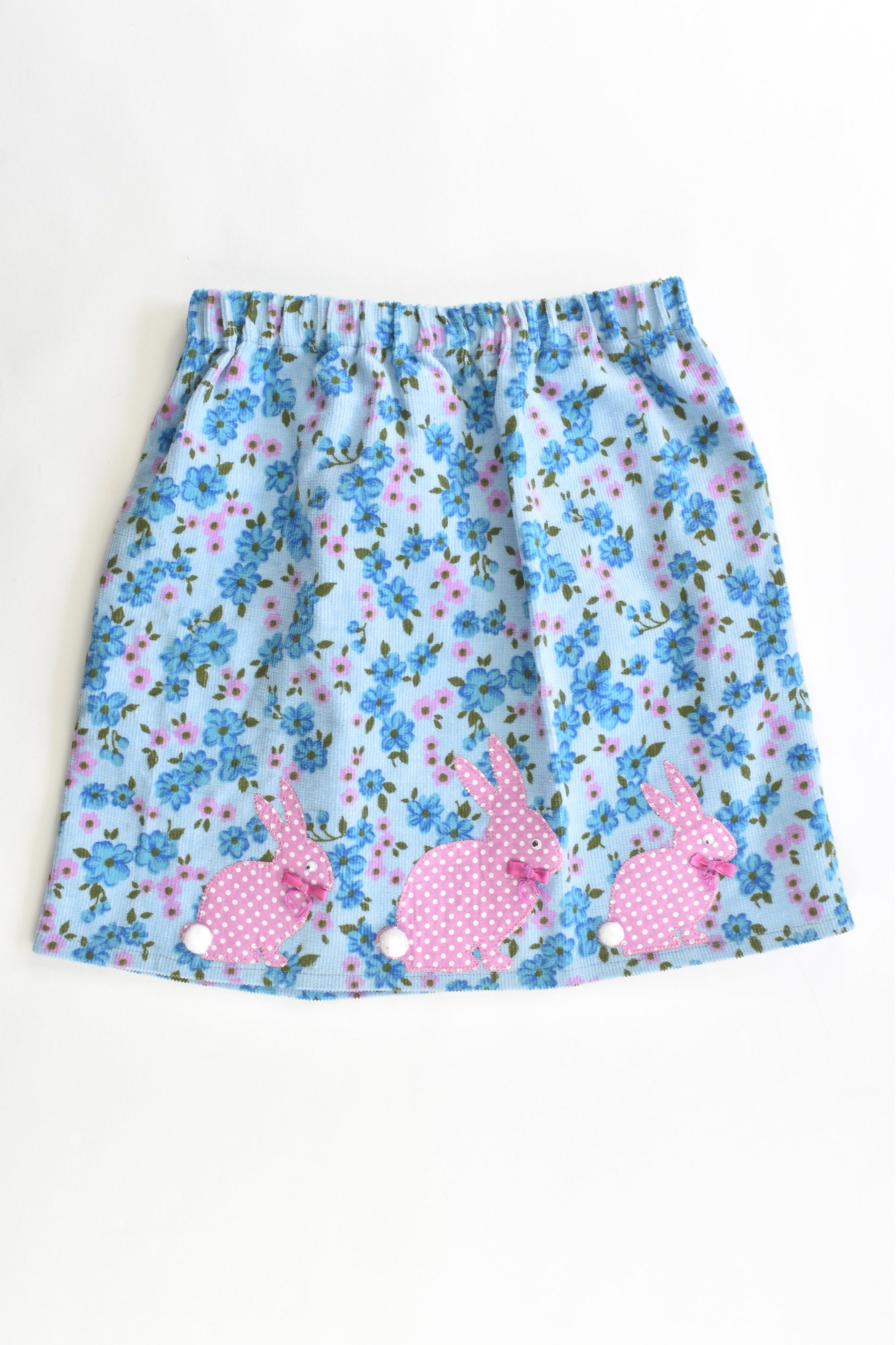 Handmade Size approx 4 Soft Floral Cord Skirt with Bunnies
