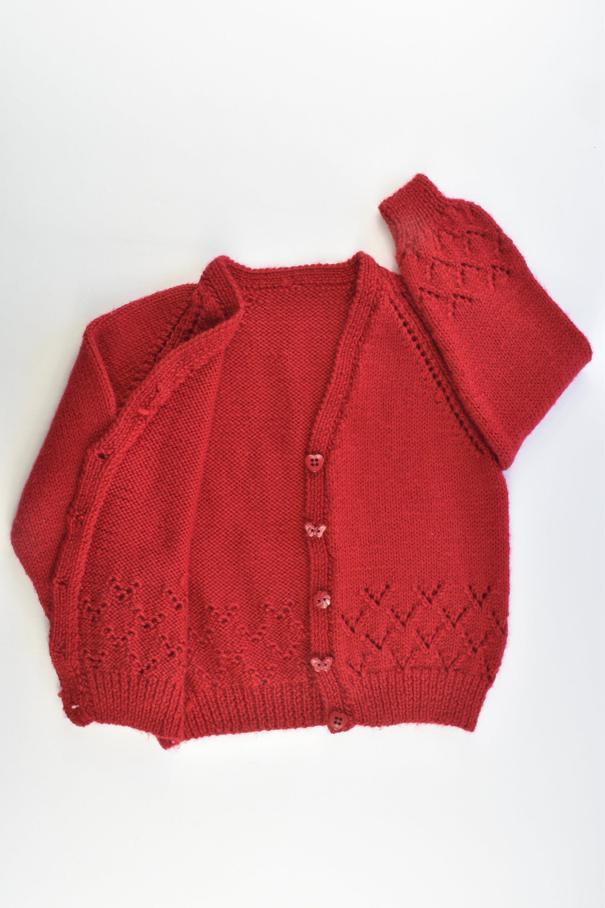 Handmade Size approx 5-6 Knitted Wool Cardigan