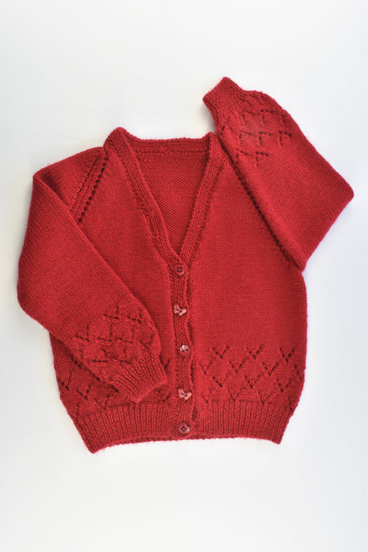 Handmade Size approx 5-6 Knitted Wool Cardigan