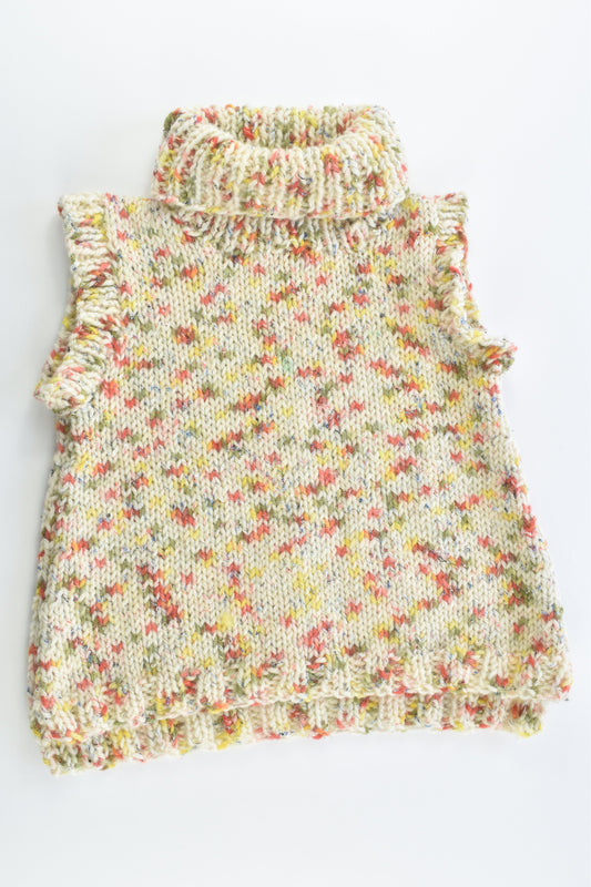 Handmade Size approx 5-7 Polo Neck Warm Wool Knitted Jumper
