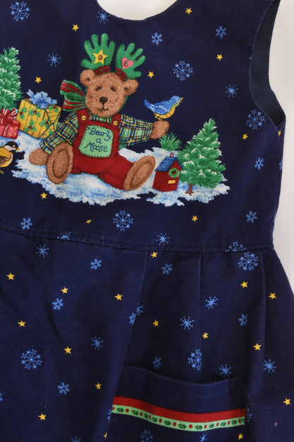 Handmade Size approx 5 'Bearly A Moose' Lined Christmas Dress