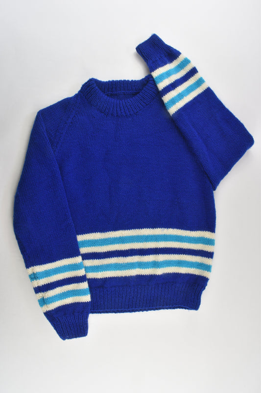 Handmade Size approx 7-8 Blue Knitted Jumper
