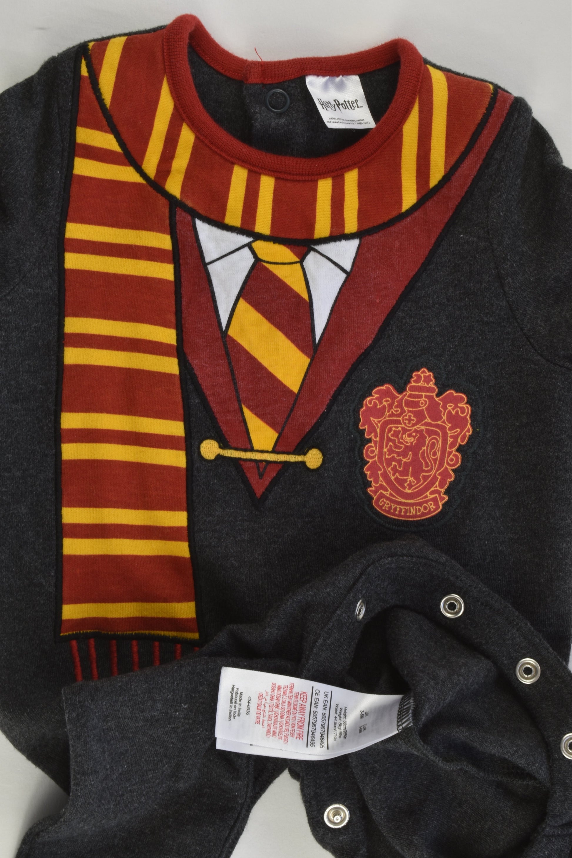 Harry Potter Size 00 (3-6 months) 'Gryffindor' Footed Romper