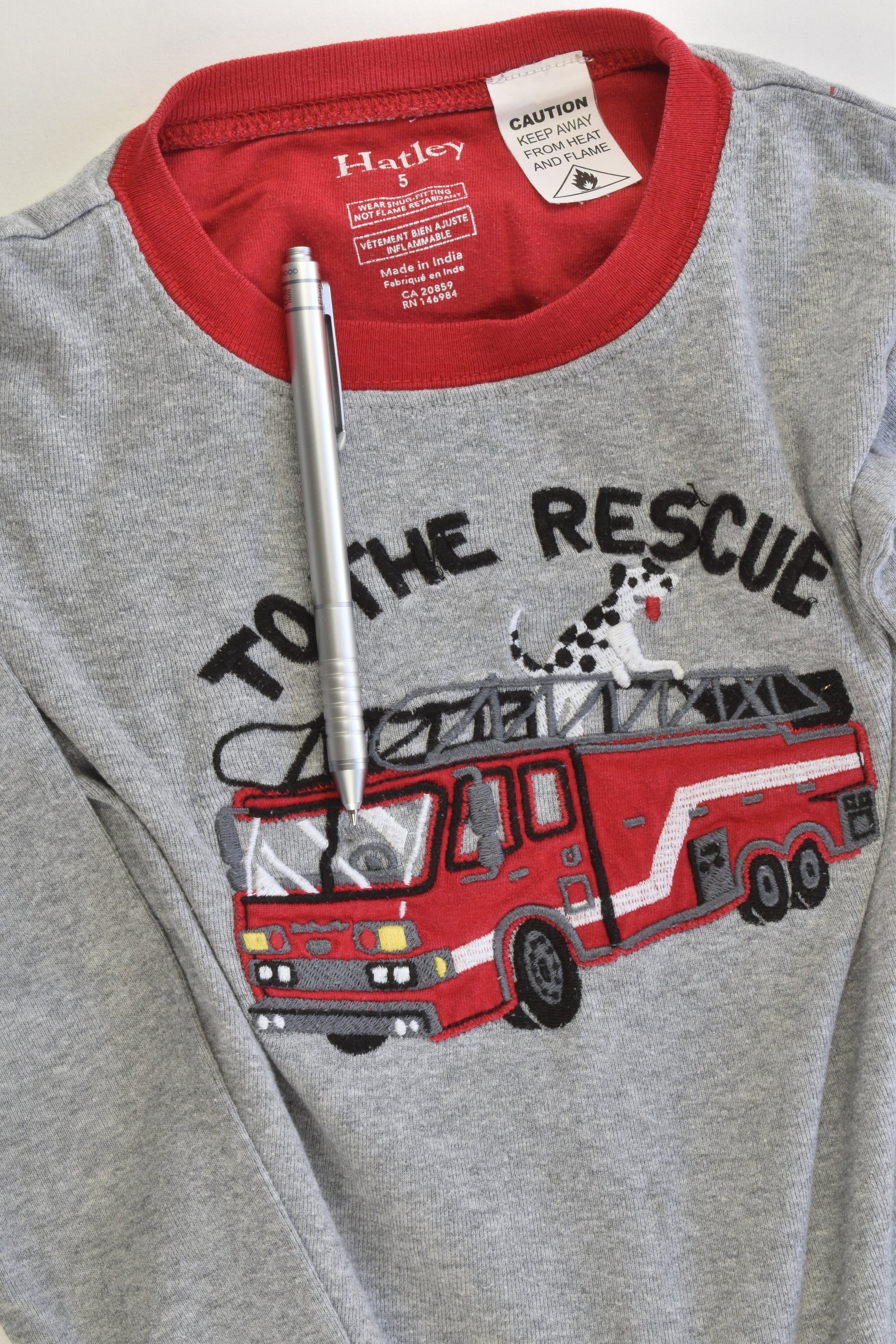 Hatley Size 5 'To The Rescue' Fire Engine Pj Set