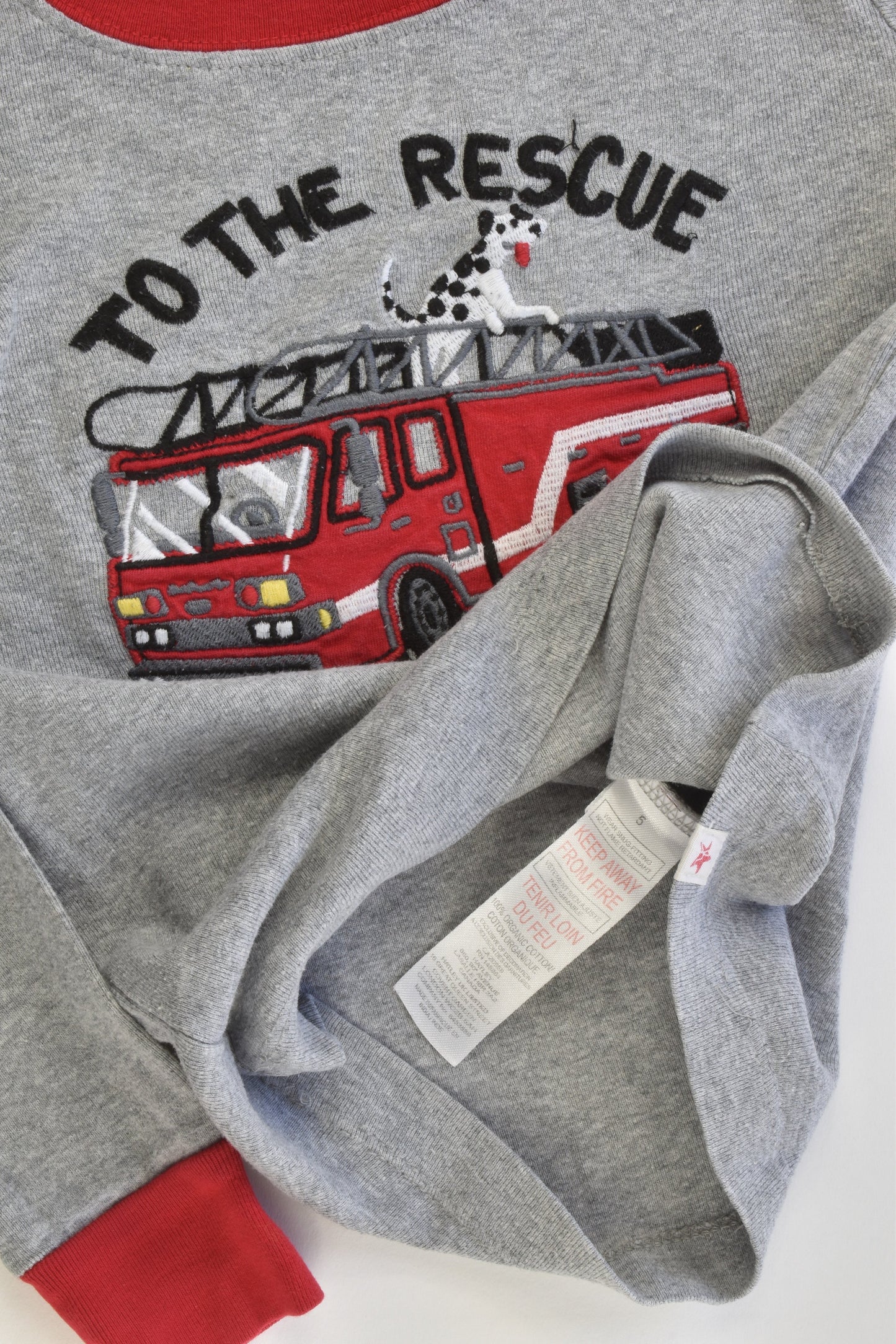 Hatley Size 5 'To The Rescue' Fire Engine Pj Set