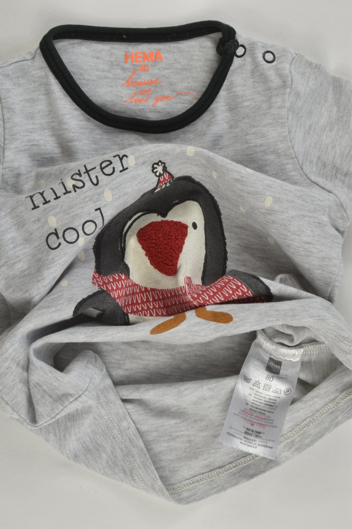Hema Size 0-1 (80 cm) 'Mister Cool' Penguin Top