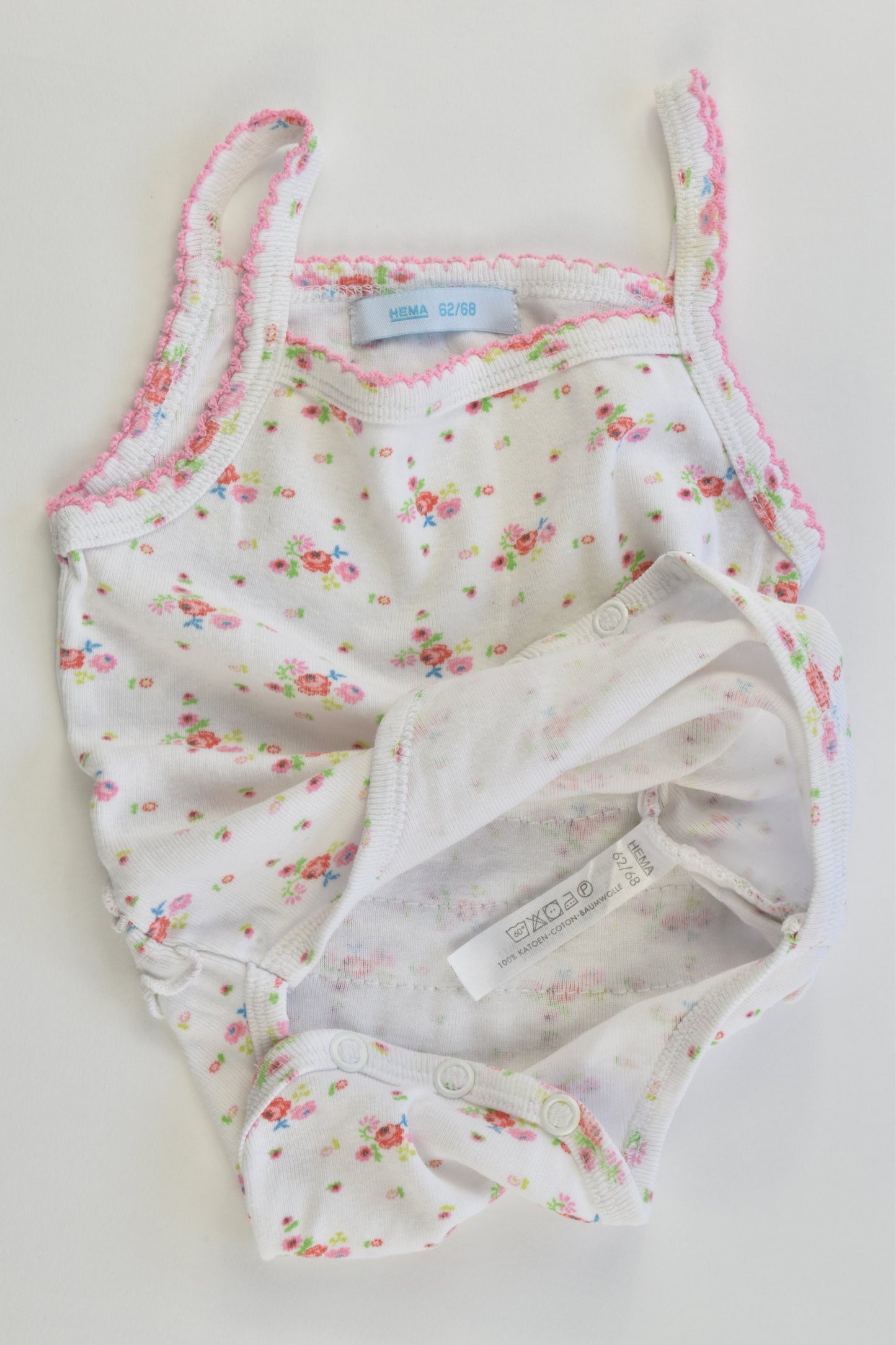 Hema Size 000 (62/68 cm) Floral Bodysuit with ruffle at the back
