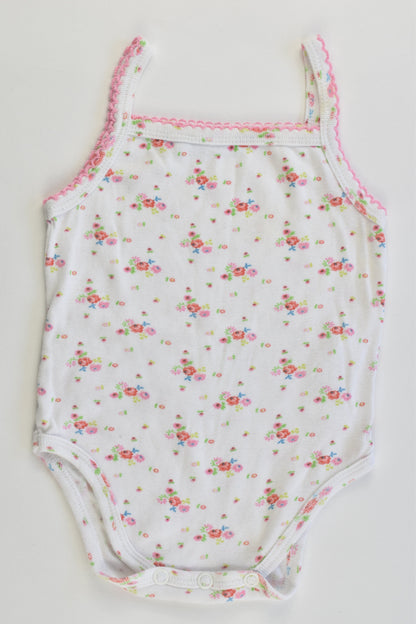 Hema Size 000 (62/68 cm) Floral Bodysuit with ruffle at the back