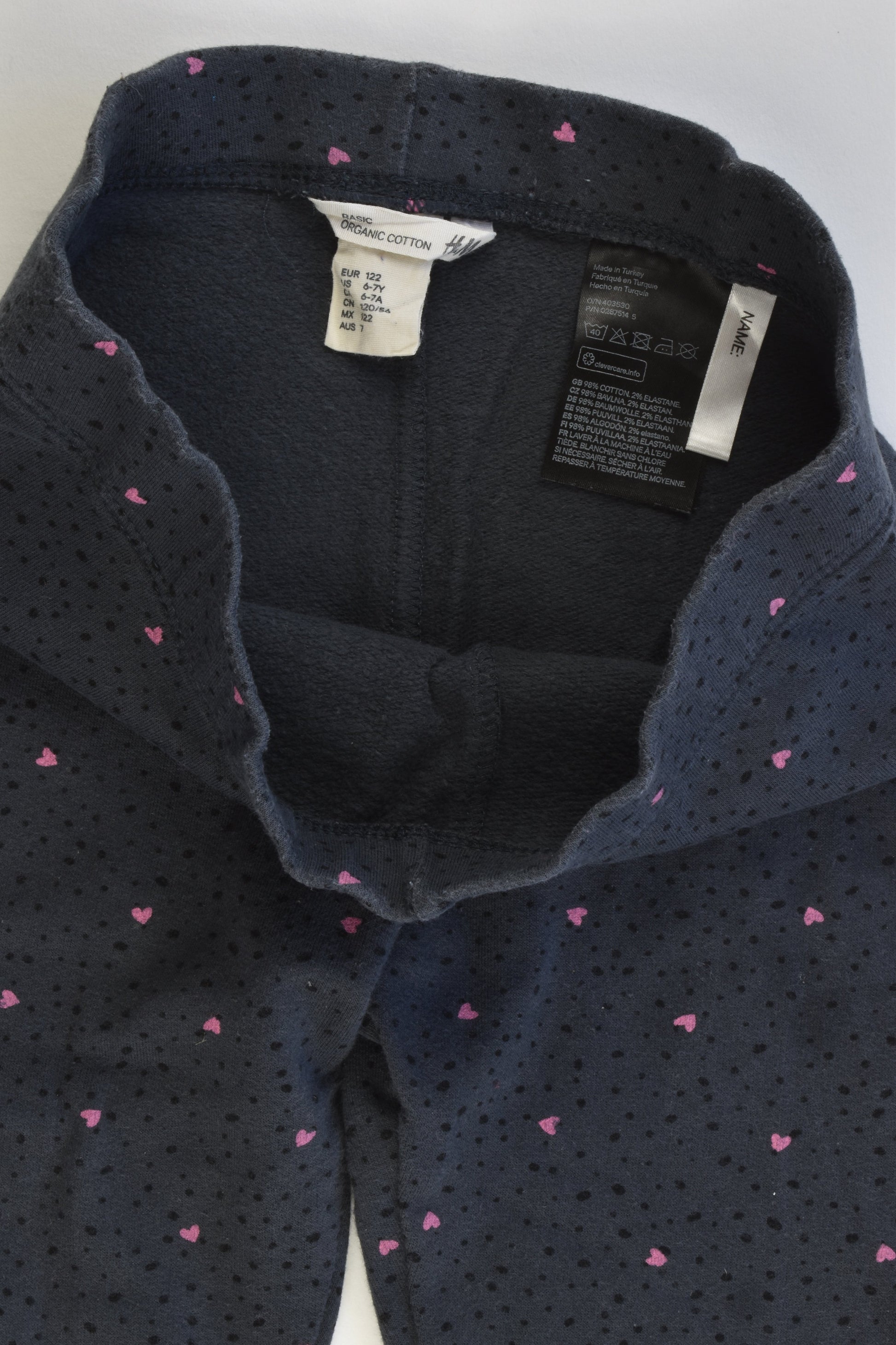 H&M Organic Size 6-7 Love Hearts Leggins
