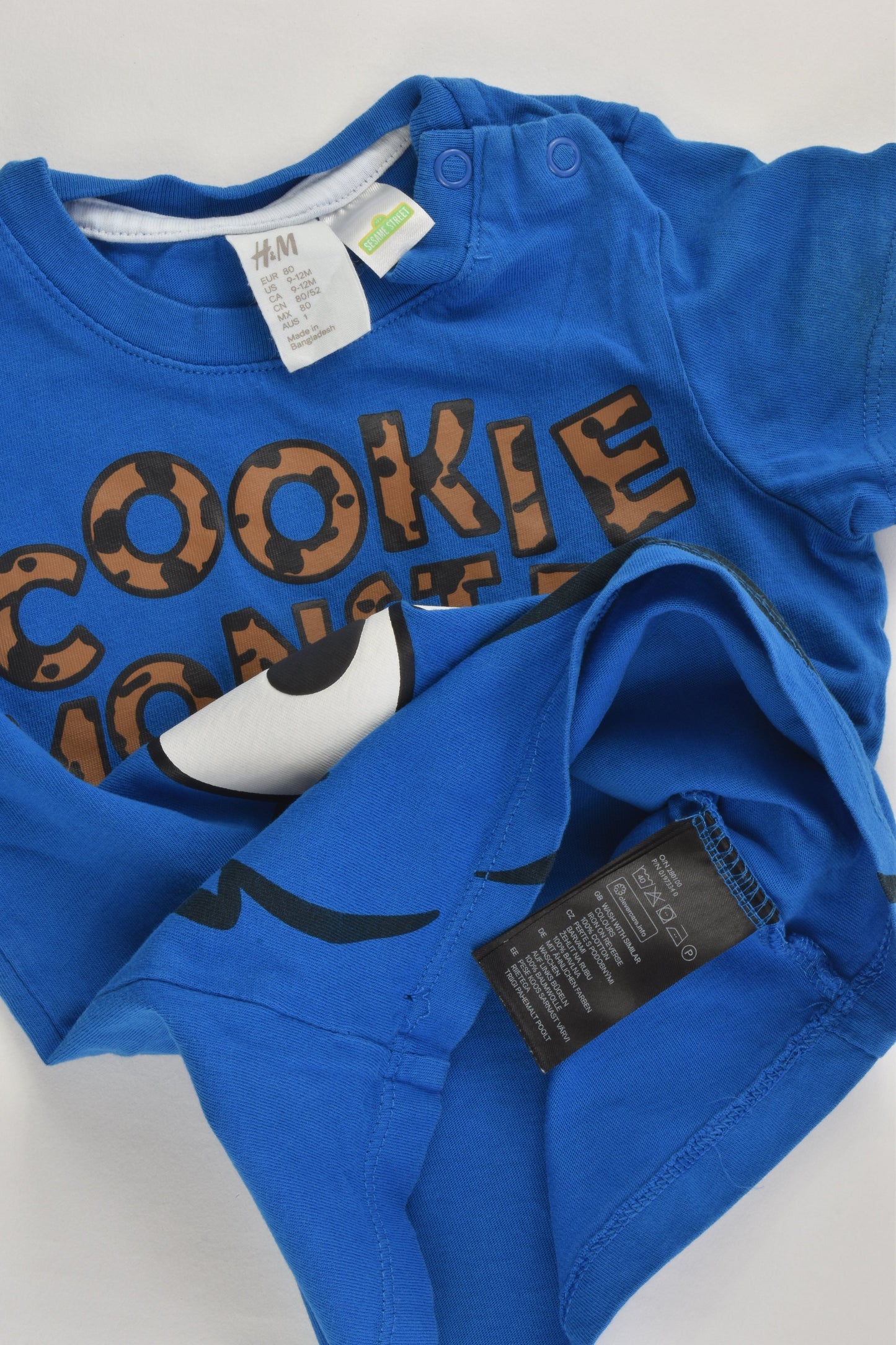 H&M Size 0-1 (9-12 months, 80 cm) 'Cookie Monster' T-shirt