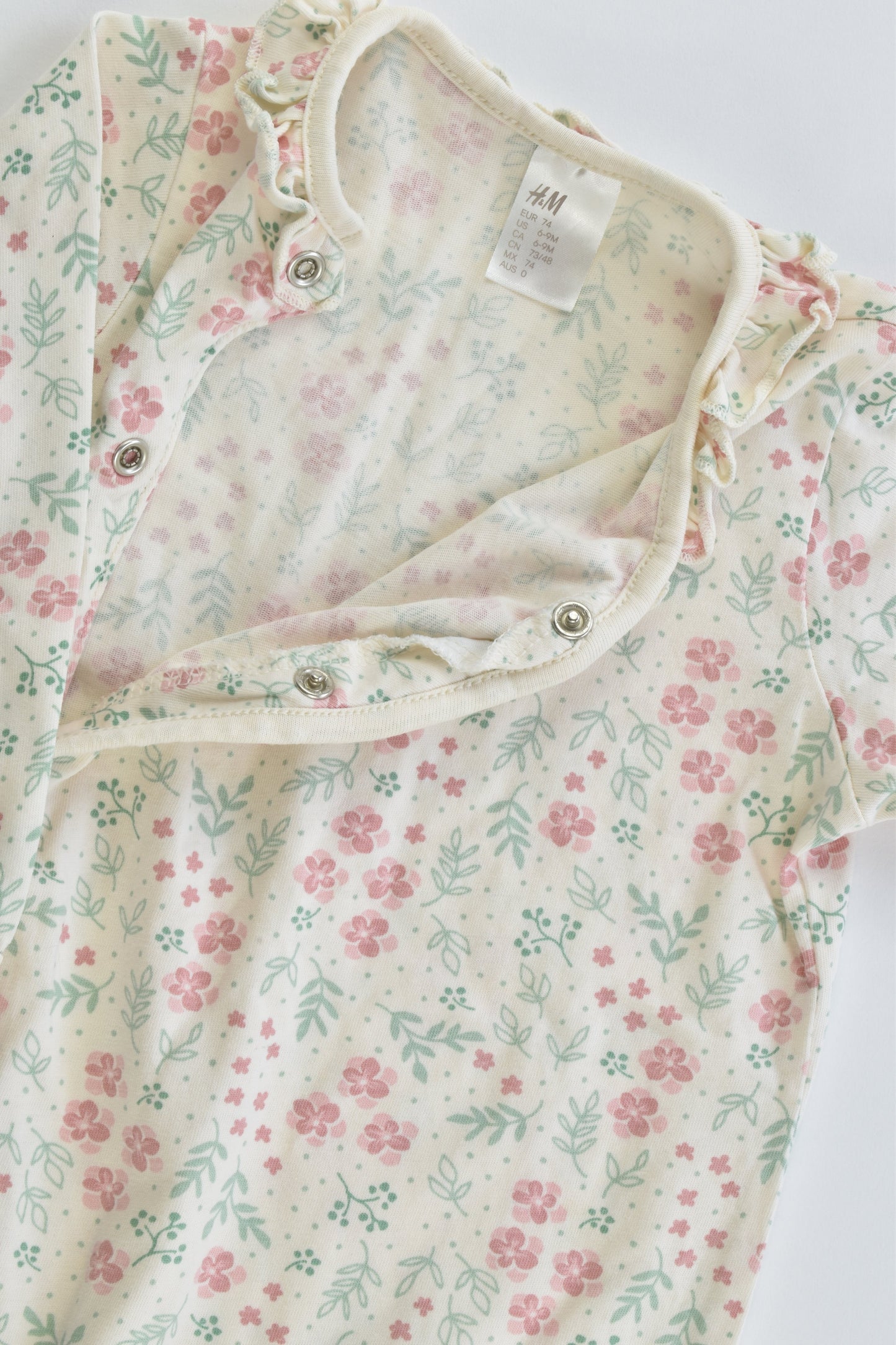 H&M Size 0 (74 cm, 6-9 months) Floral Frill Collar Romper