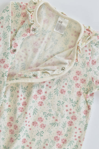 H&M Size 0 (74 cm, 6-9 months) Floral Frill Collar Romper