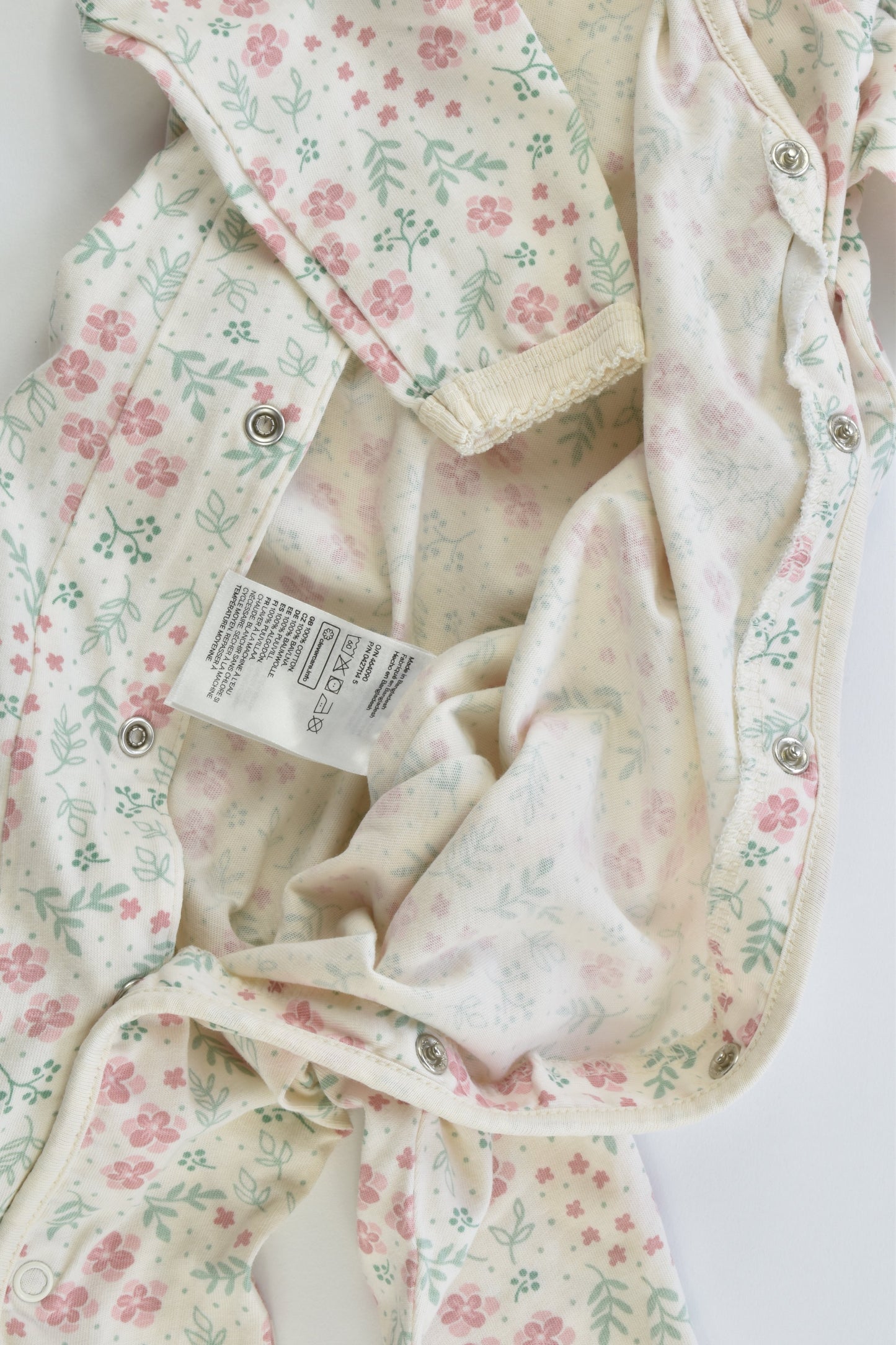 H&M Size 0 (74 cm, 6-9 months) Floral Frill Collar Romper