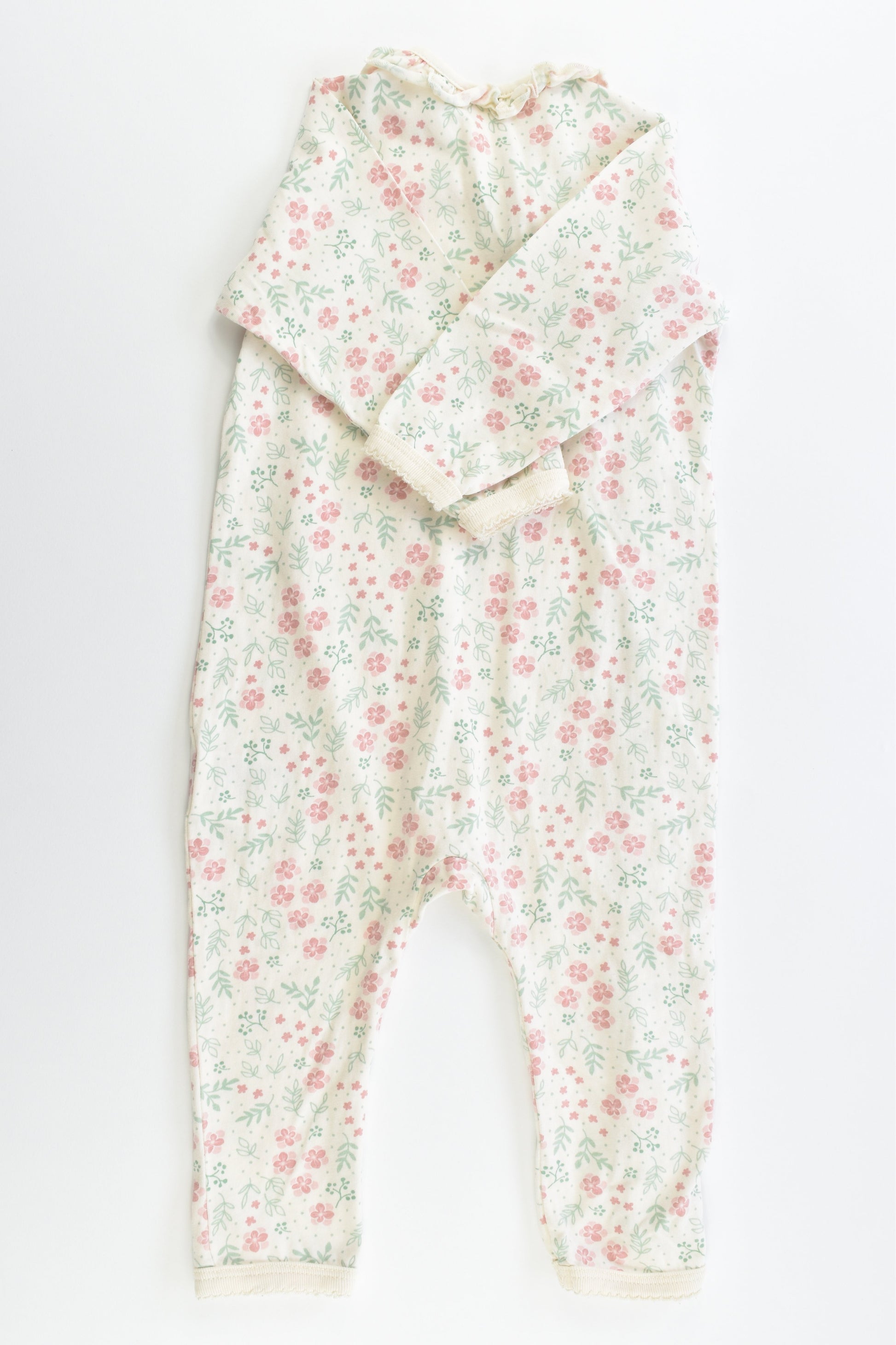H&M Size 0 (74 cm, 6-9 months) Floral Frill Collar Romper