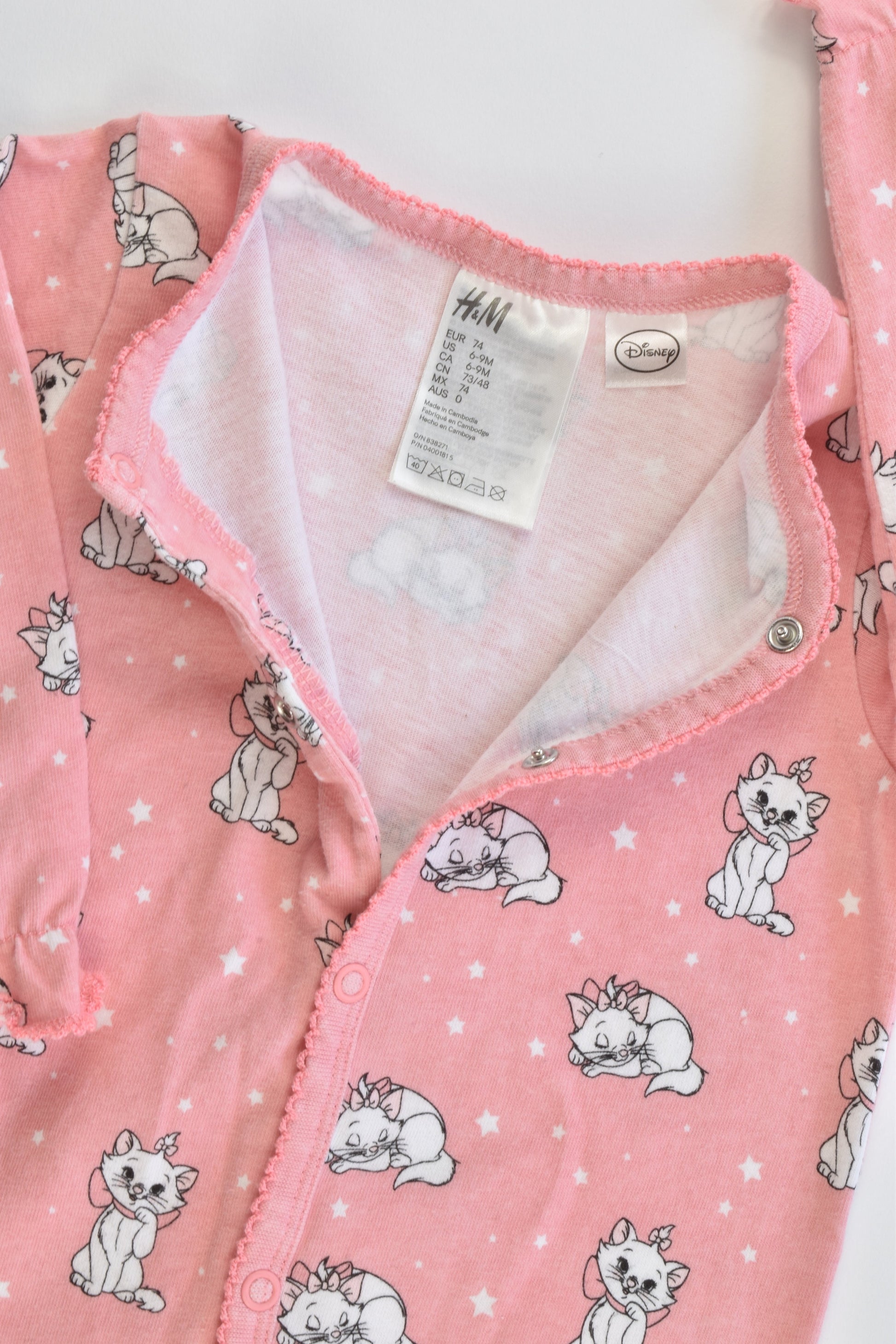 H&M Size 0 (74 cm, 6-9 months) Marie Aristocats Footed Romper