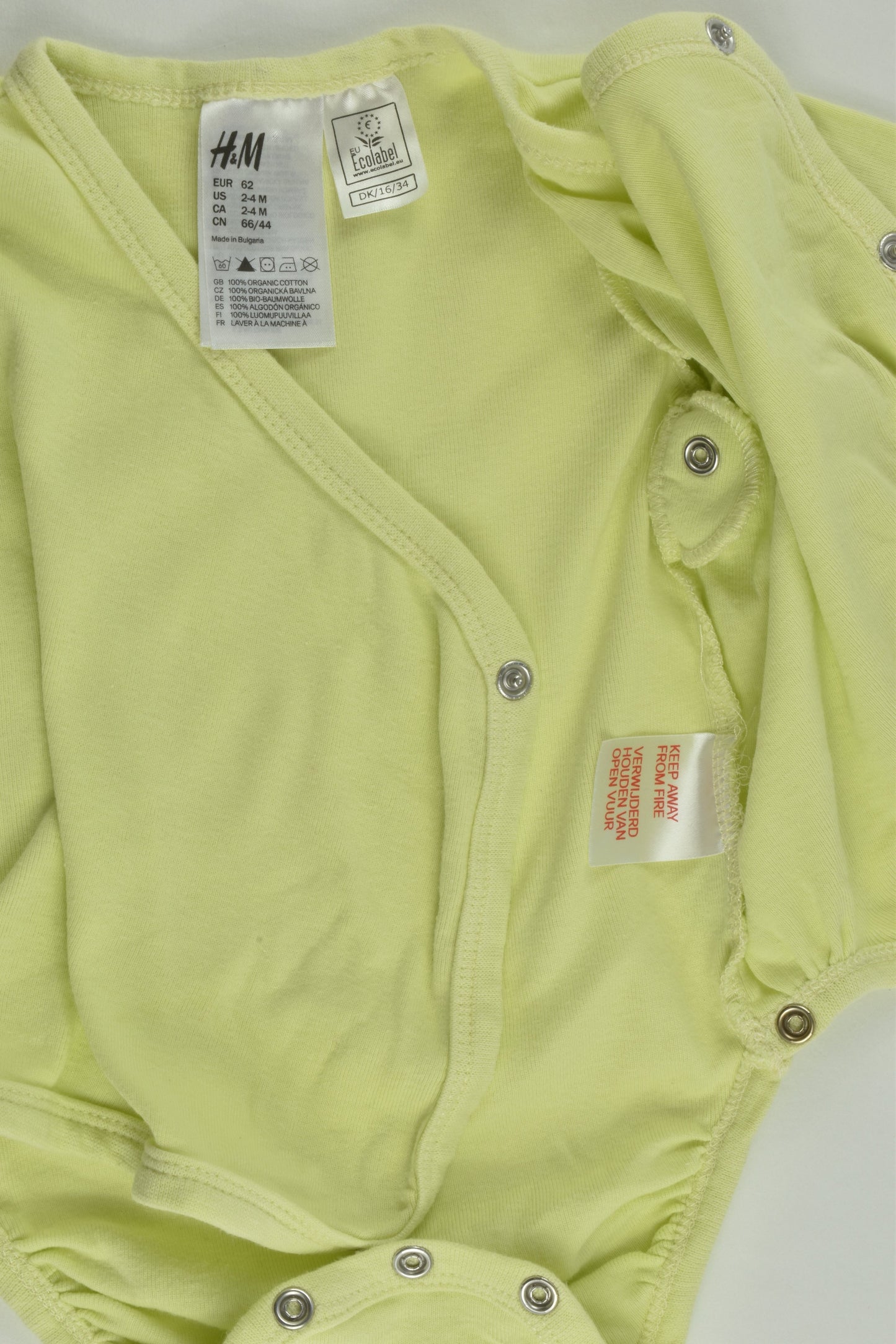 H&M Size 00 (62 cm, 2-4 months) Organic Wrap Bodysuit