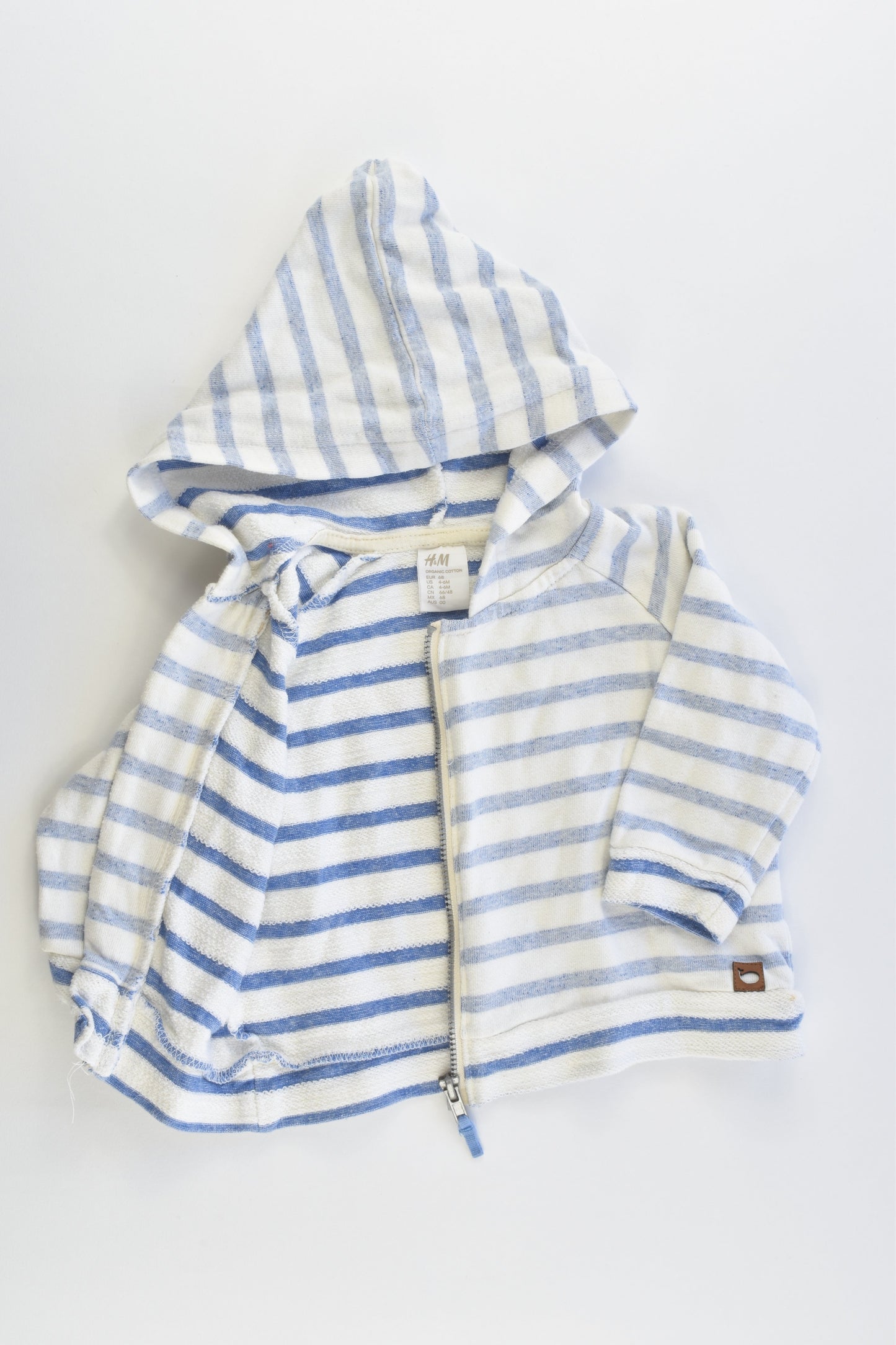 H&M Size 00 (68 cm) Organic Cotton Striped Hooded Jumper