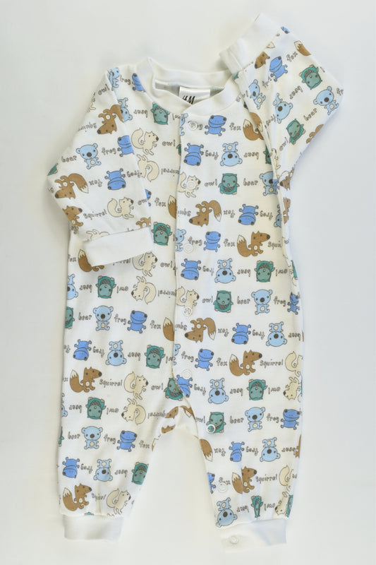 H&M Size 000 (1-2 months, 56 cm) Animals Romper