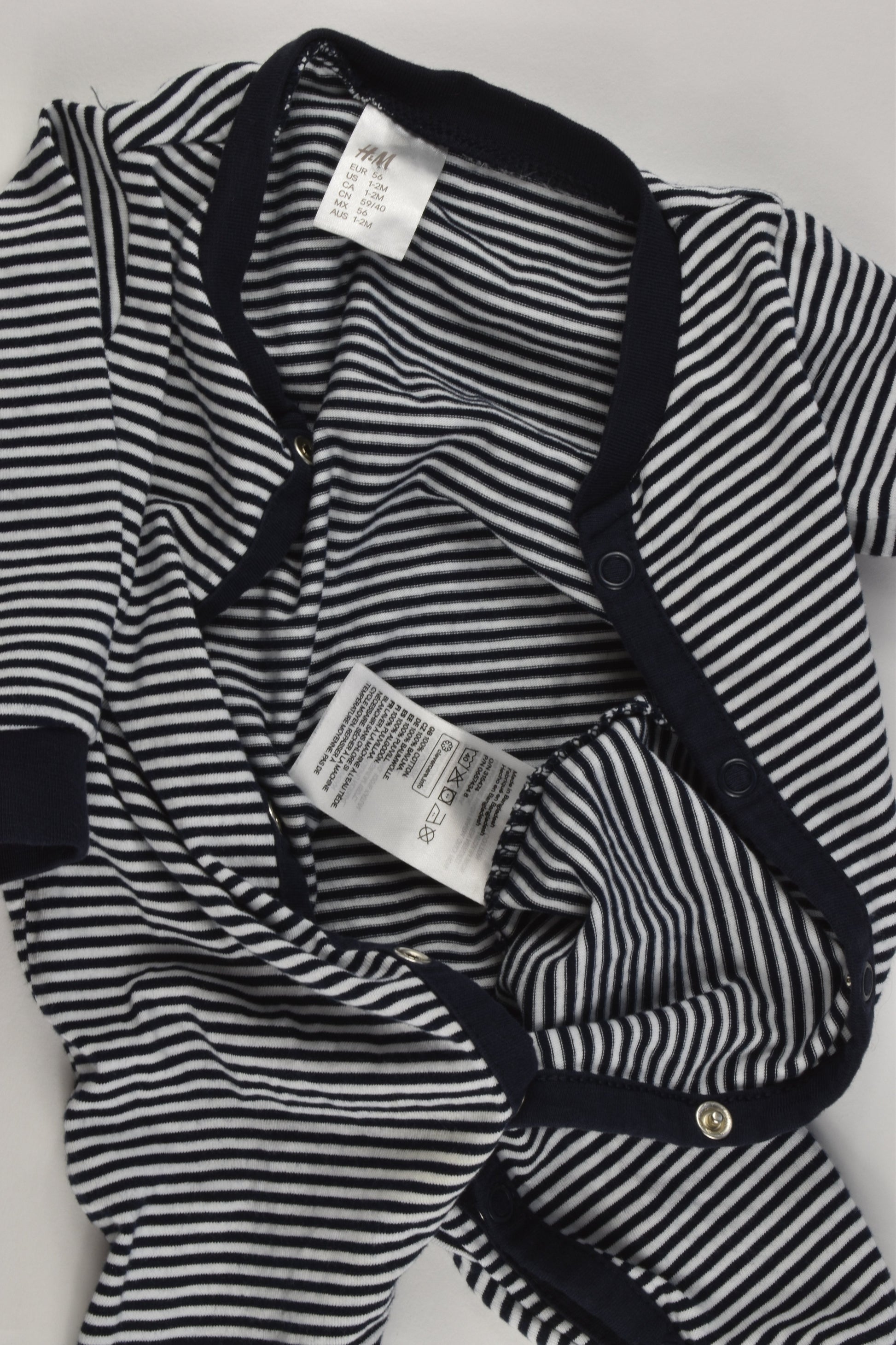 H&M Size 000 (56 cm, 1-2 months) Striped Romper
