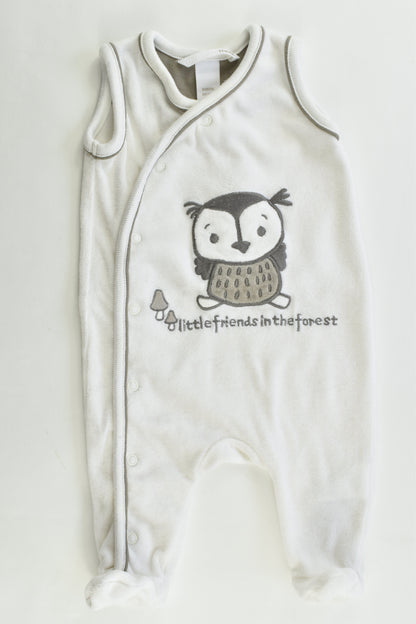 H&M Size 000 (56 cm, 1-2 months) Velour 'Little Friends in the Forest' Footed Overalls