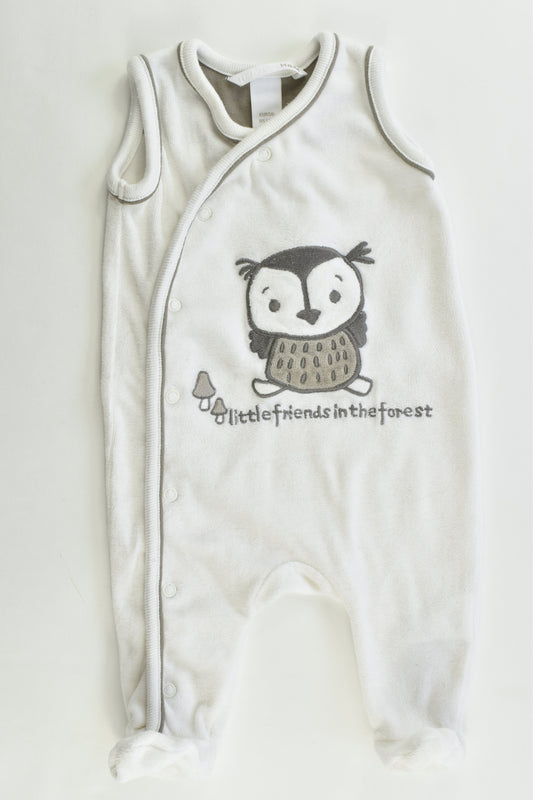 H&M Size 000 (56 cm, 1-2 months) Velour 'Little Friends in the Forest' Footed Overalls