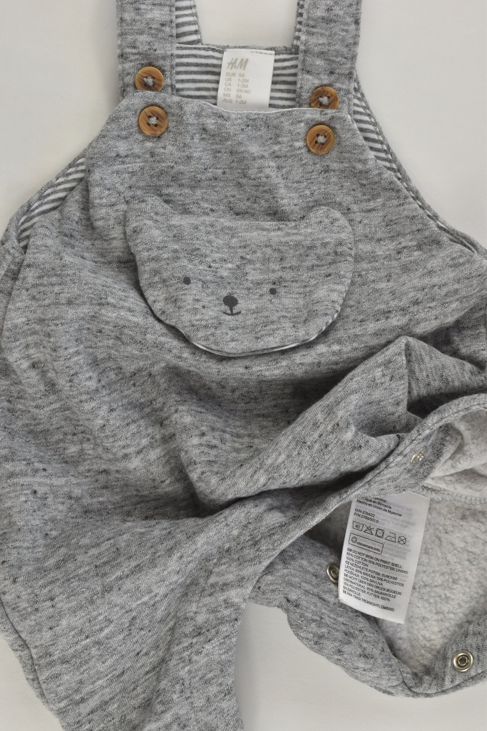 H&M Size 000 (56 cm) Teddy Bear Overalls