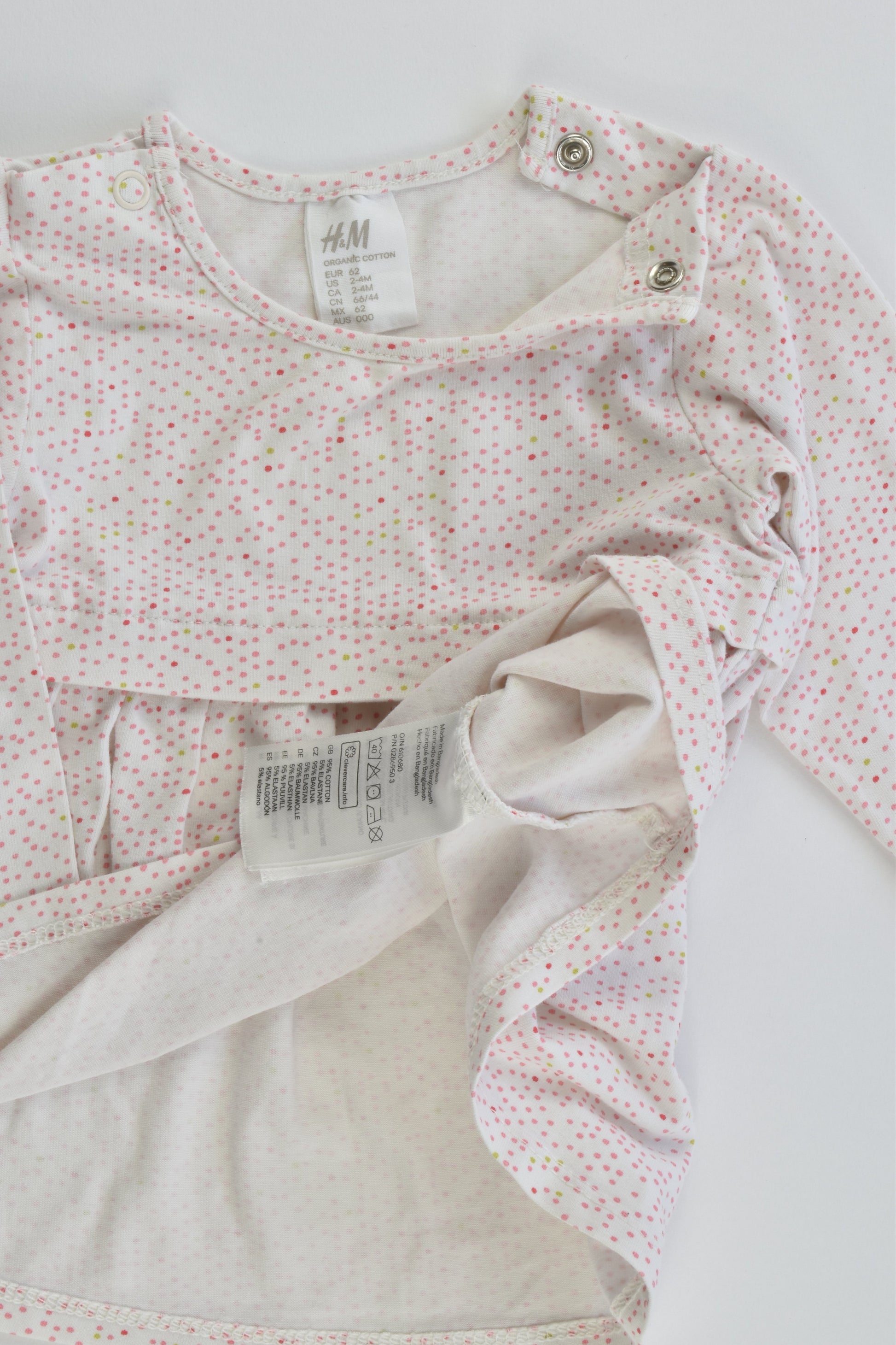 H&M Size 000 (62 cm, 2-4 months) Organic Cotton Dress