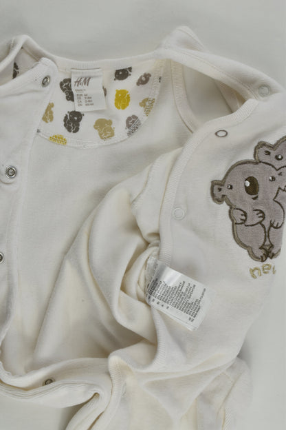 H&M Size 000 (62 cm) 'New To Town' Velour Footed Koala Overalls