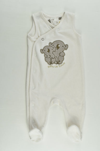 H&M Size 000 (62 cm) 'New To Town' Velour Footed Koala Overalls