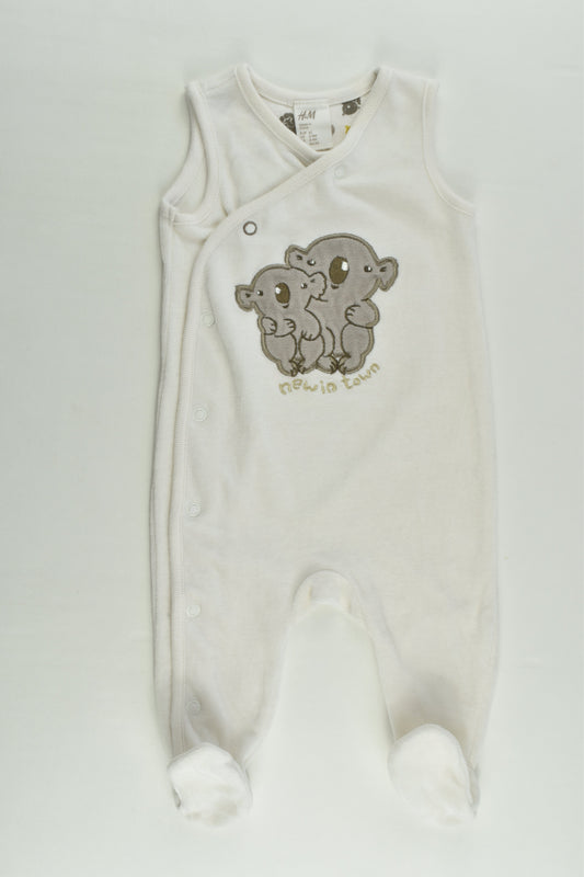 H&M Size 000 (62 cm) 'New To Town' Velour Footed Koala Overalls