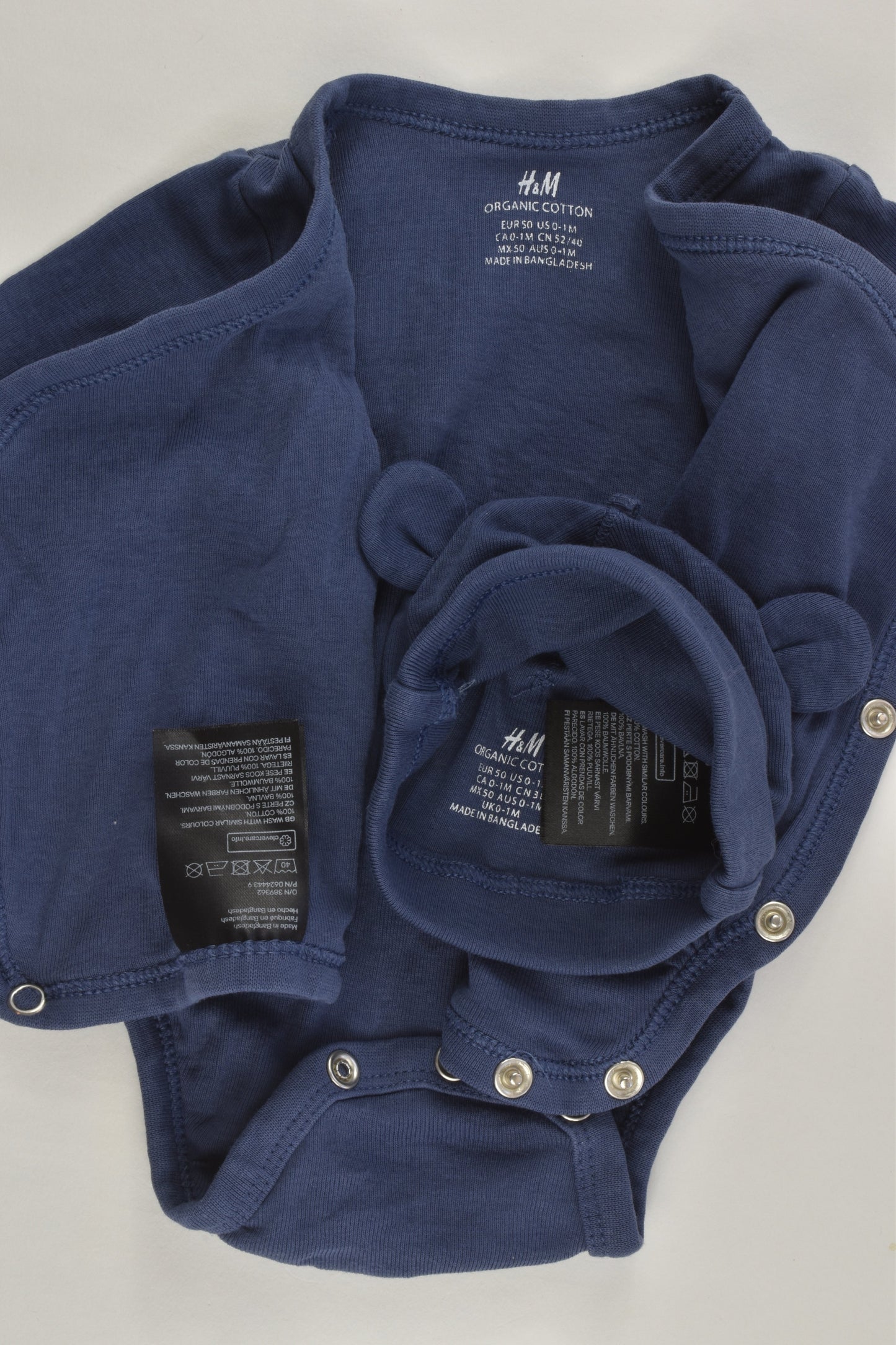 H&M Size 0000 (50 cm) 'Hello Mini' Organic Bodysuit and Beanie