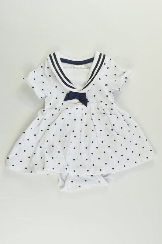 H&M Size 0000 (50 cm) Nautical Organic Dress with Bodysuit Underneath