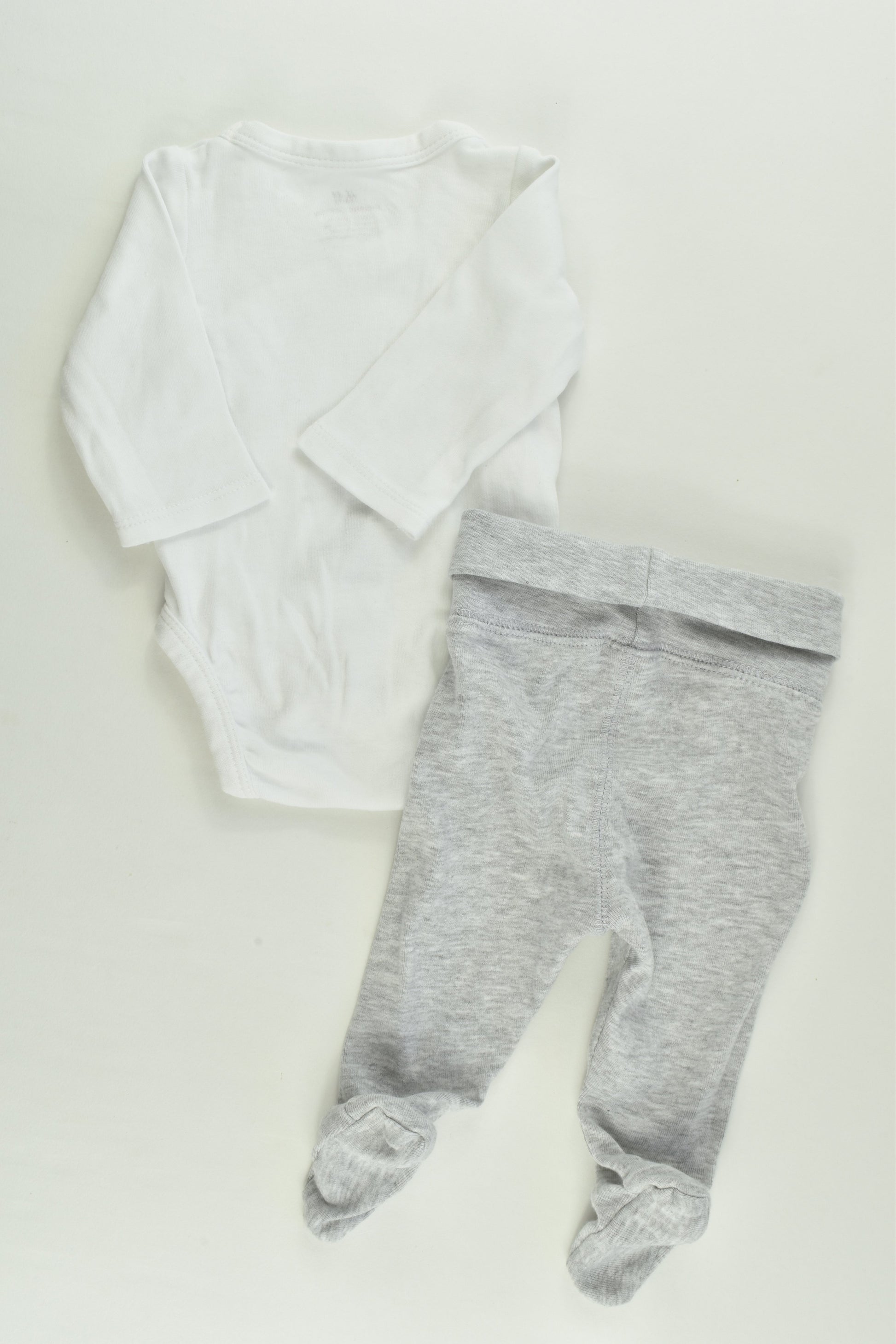 H&M Size 0000 (50 cm) White and Grey Organic Outfit