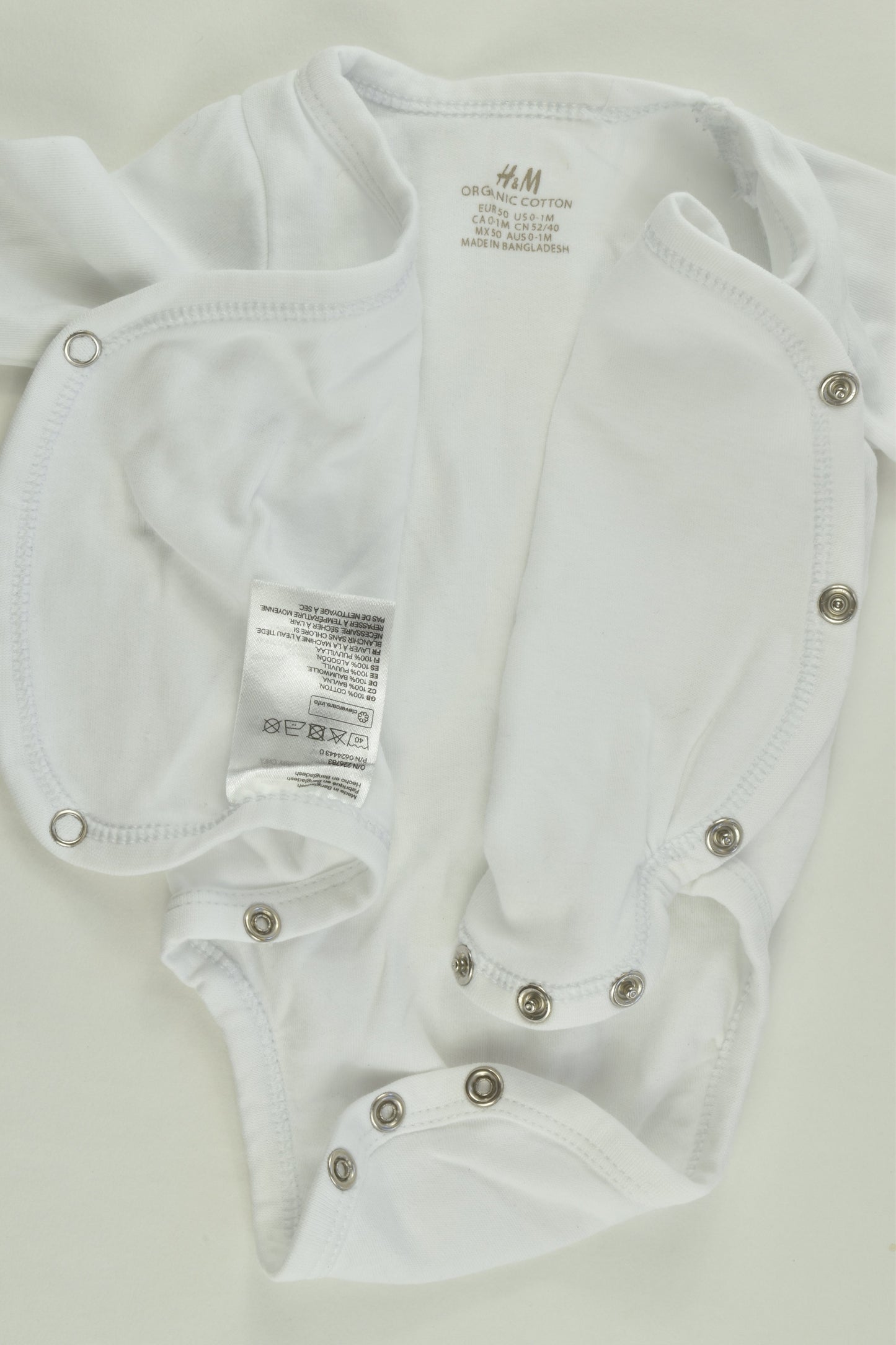H&M Size 0000 (50 cm) White and Stripes Organic Outfit